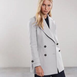 Reiss Felix Wool Blend Pea Coat in Light Gray Oatmeal Size 0